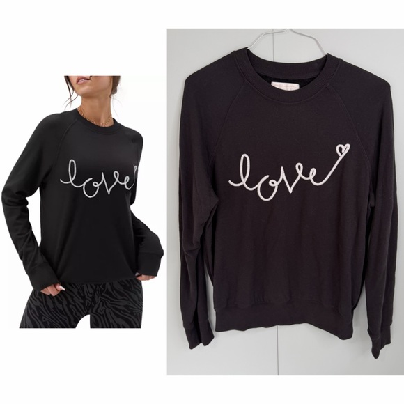 Spiritual Gangster Sweaters - SPIRITUAL GANGSTER Love Old School Embroidered Sweatshirt in Black and White